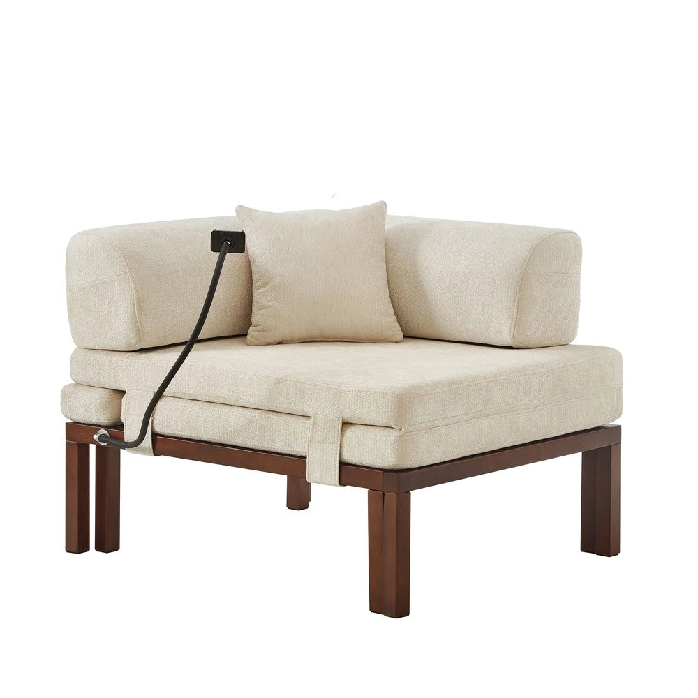 Divano Letto Singolo Estraibile in Legno Massello ¨C Xylo ¨C Beige