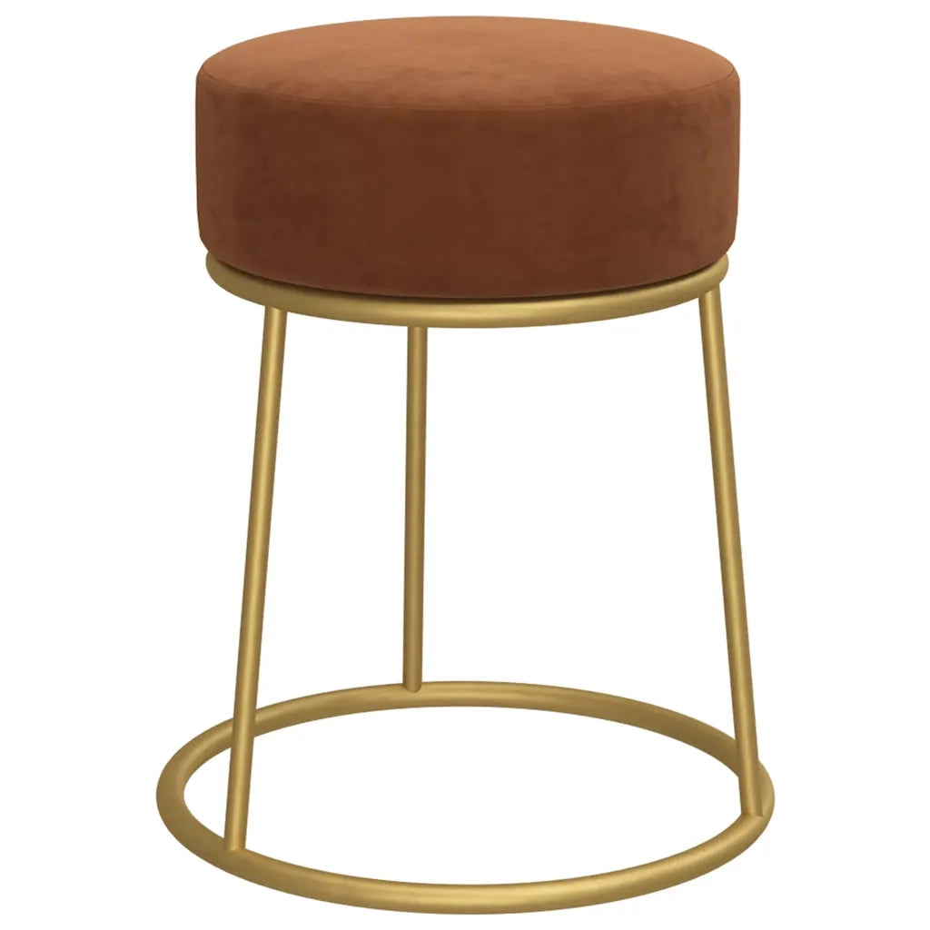 Sgabello Rotondo Marrone in Velluto CFW4398052