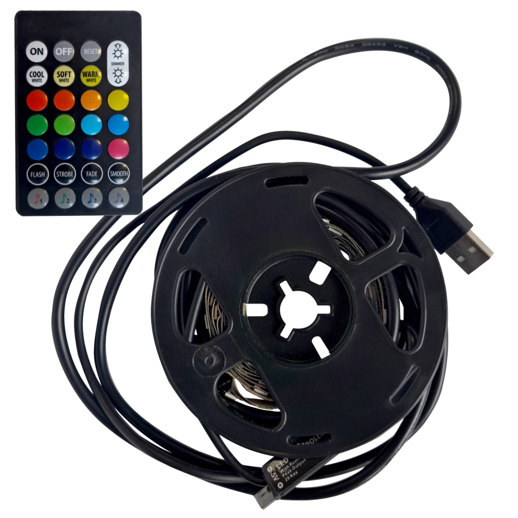 Striscia LED RGBW-TV 2x1m USB5V telecomando musica Polux
