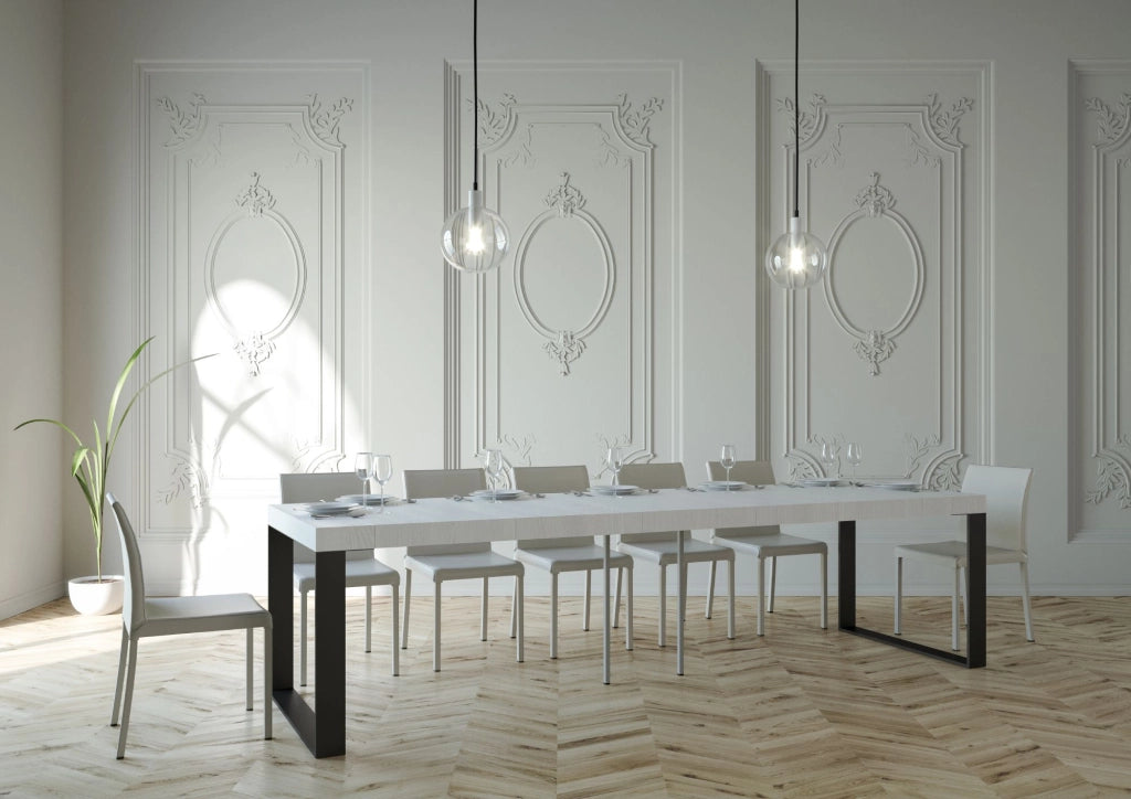 Consolle Allungabile 90-300x40x77 cm in Nobilitato Bianco