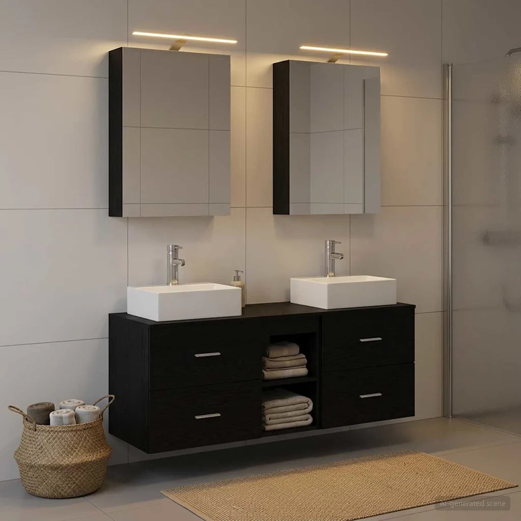 Set di mobili per il bagno 5 pcs Rovere Nero 3406792