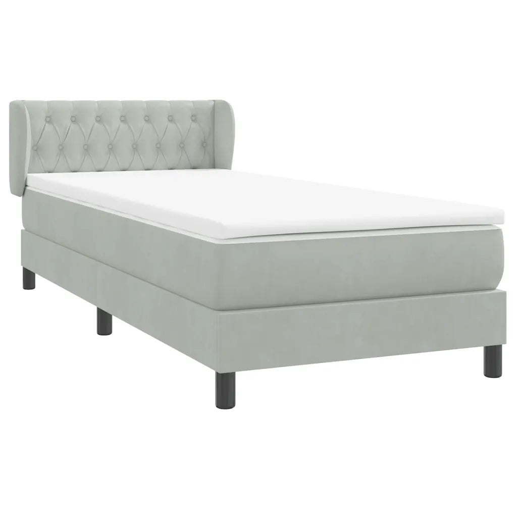 Giroletto a Molle con Materasso Grigio Chiaro 80x220 cm Velluto 3317799