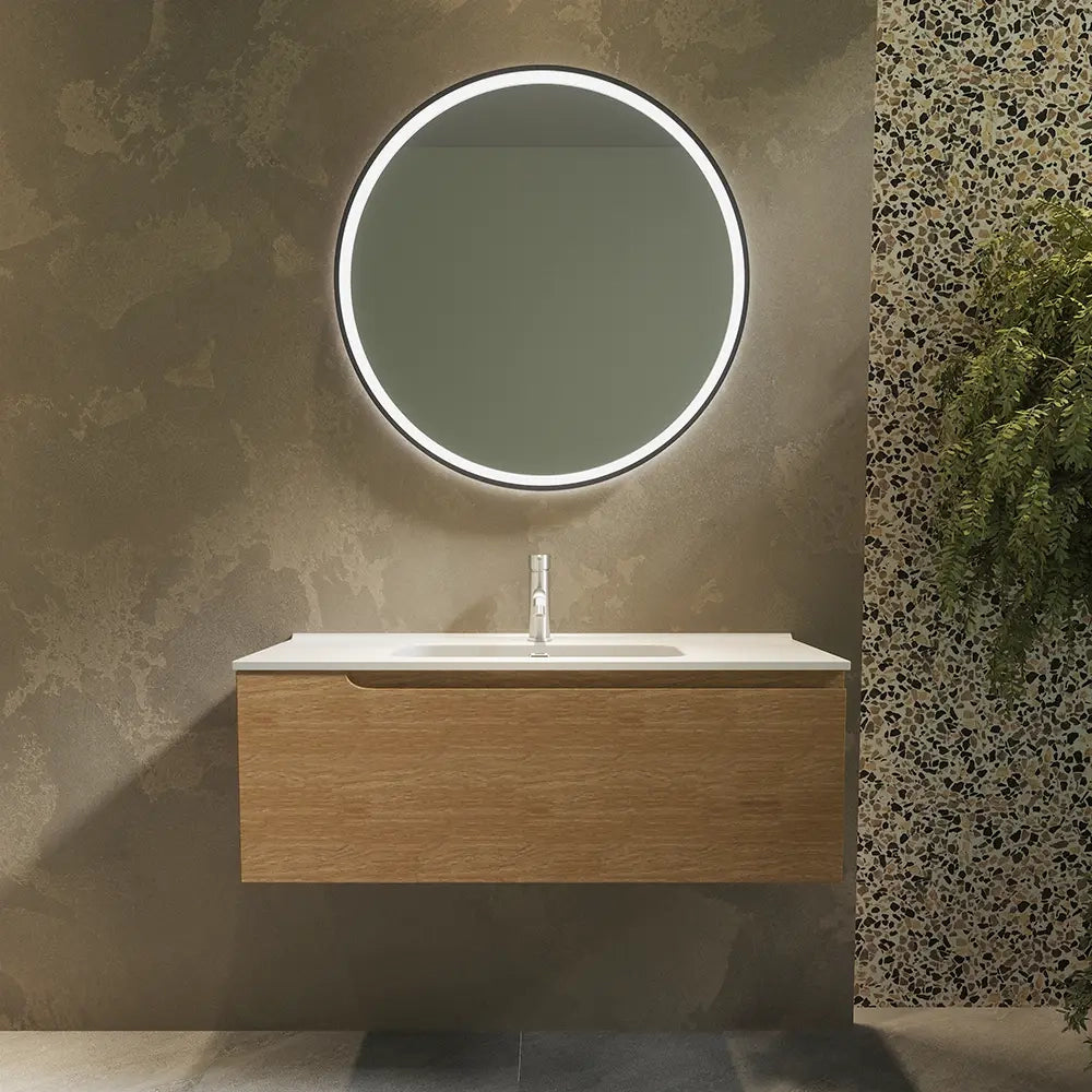 Mobile bagno sospeso 70 cm un cassetto rovere chiaro con lavabo  | Moor