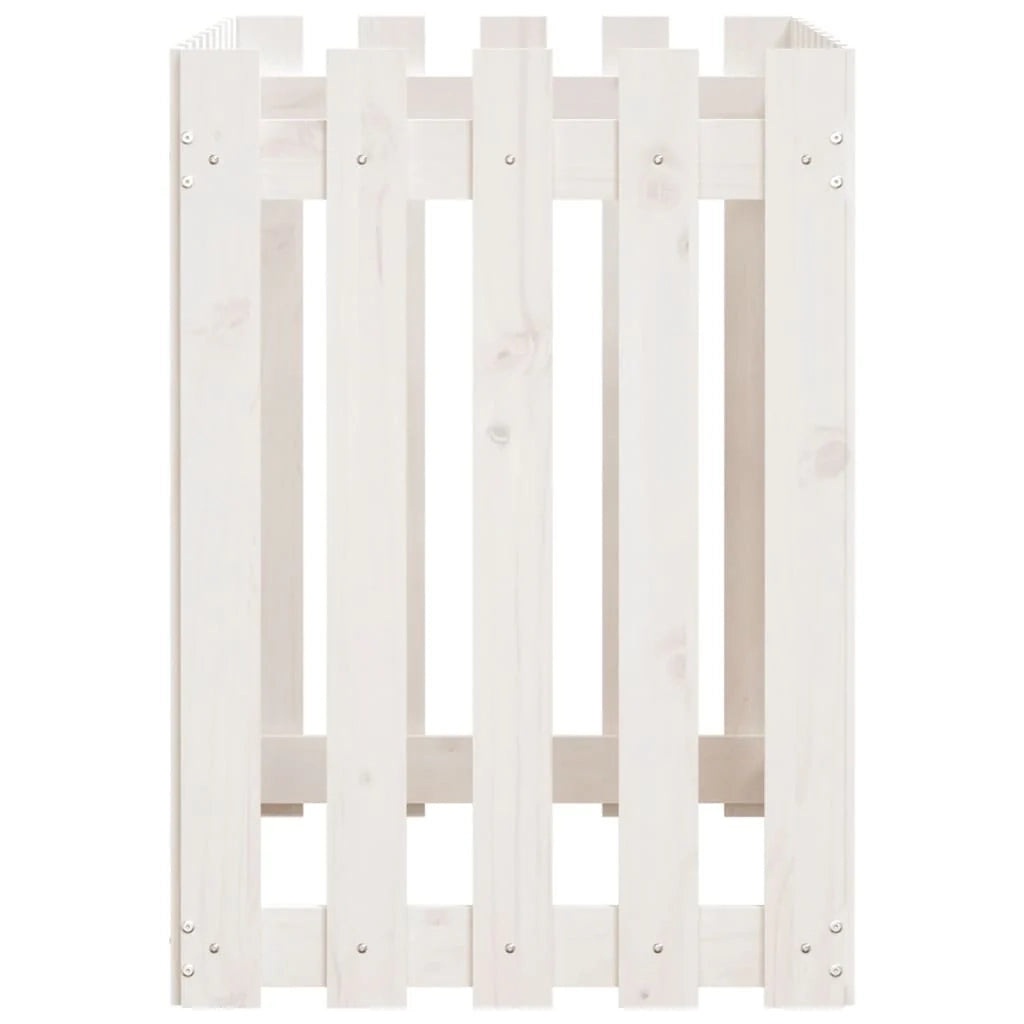 Fioriera rialzata per piante fiori terrazza giardino design del giardino con recinzione 100 x 50 x 70 cm pino bianco massiccio 02_0039793