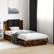 Giroletto con Testiera e LED-Struttura Letto con testiera Rovere Fumo 75x190 cm 663141