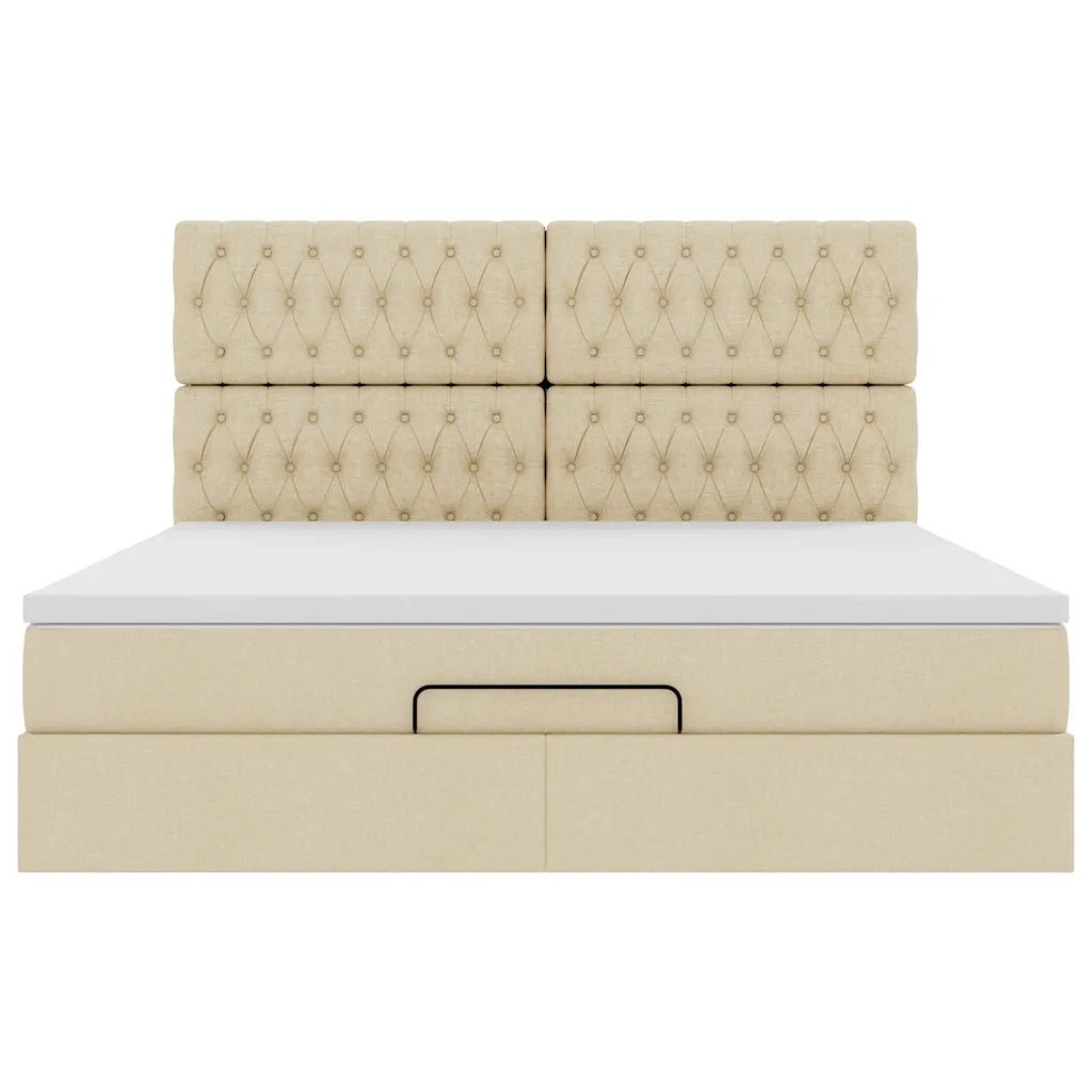 Struttura Letto Pouf con Materasso Crema 180x200 cm in Tessuto 3313263