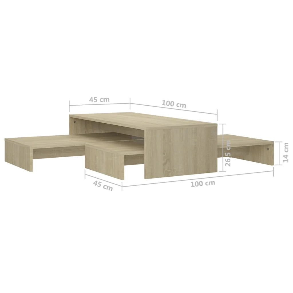 Set di tavolini da caffè impilabili Sonoma in legno ingegnerizzato marrone 02_0044671