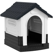 Cuccia per Cani Mini da Esterno in Plastica ¨C Xylo ¨C 3 Finestre Base Rialzata 64,5x57x66 cm Grigio