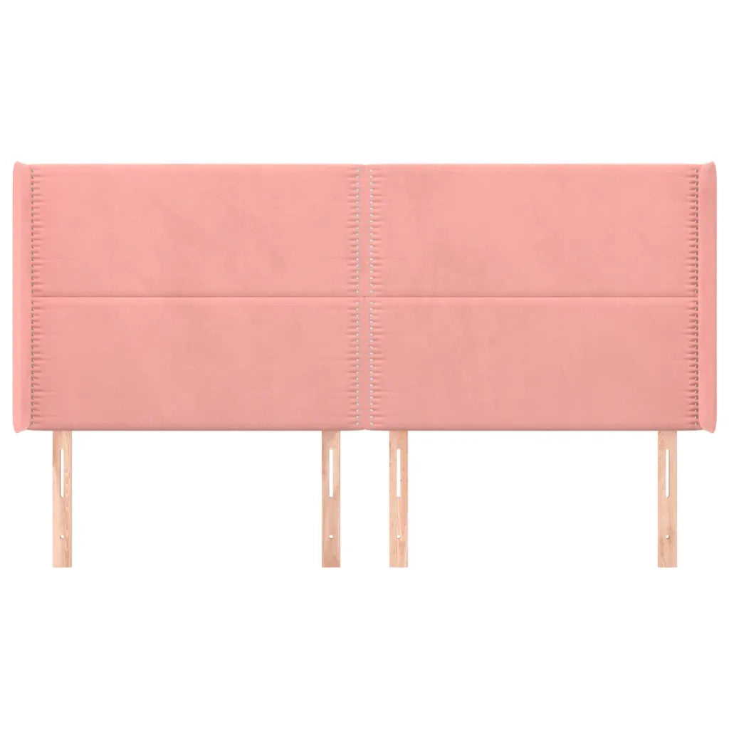 Testiera ad Orecchio Rosa 163x16x118/128 cm in Velluto