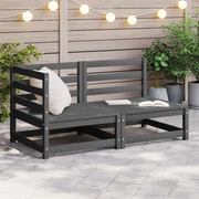 Set Divani da Giardino 2 pz Grigio in Legno Massello di Pino