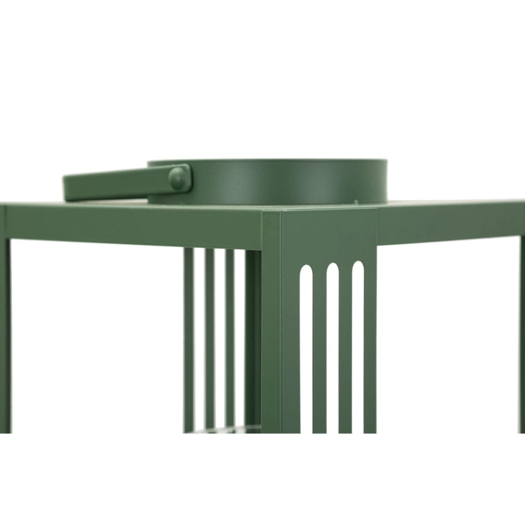 Set di due lanterne geometriche in metallo e vetro temperato