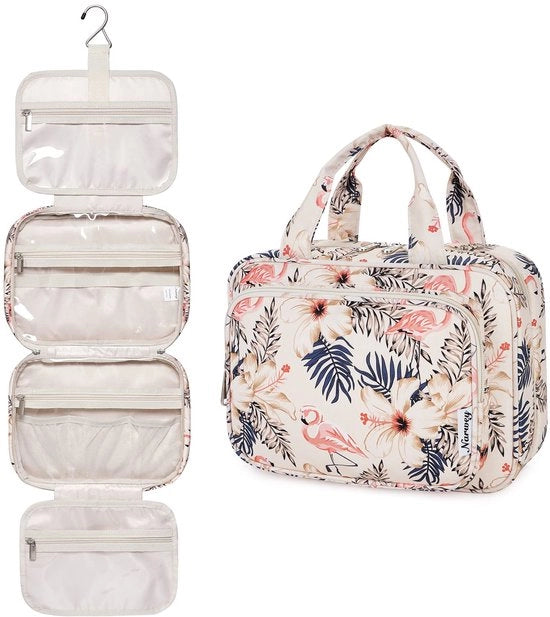 Organizzatore per la toilette grande per donne e ragazze (Beige Flamingo)