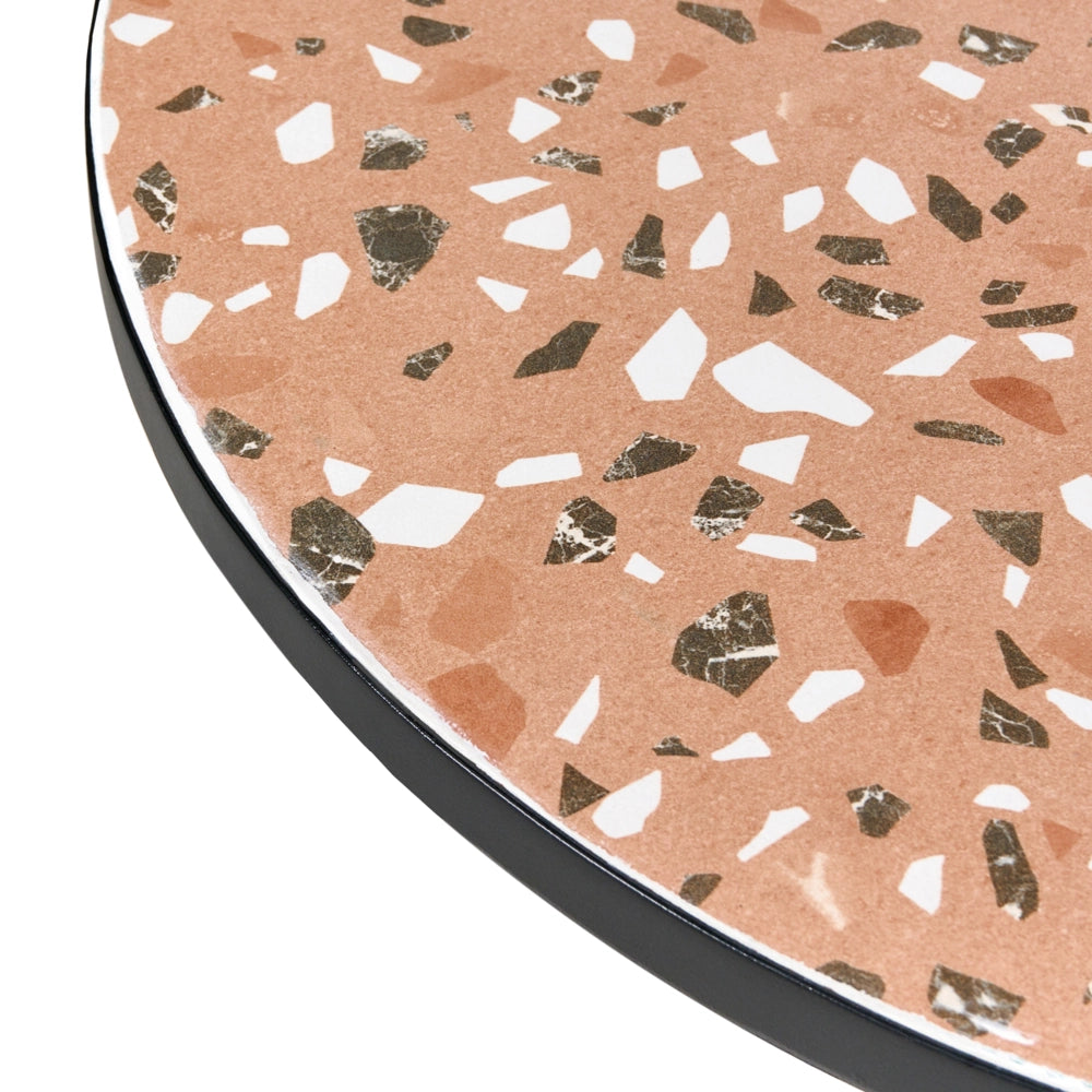 Set da giardino per esterni in metallo nero con struttura in ferro e piano effetto terrazzo stile vintage per esterni