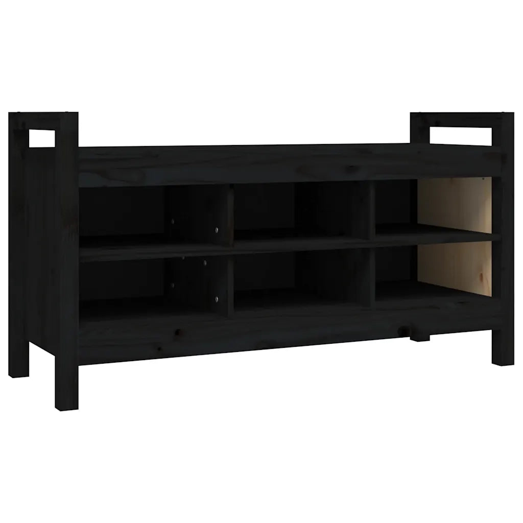 Panca da ingresso-Sgabello-Panca da Corridoio Nero 110x40x60 cm in Legno Massello di Pino