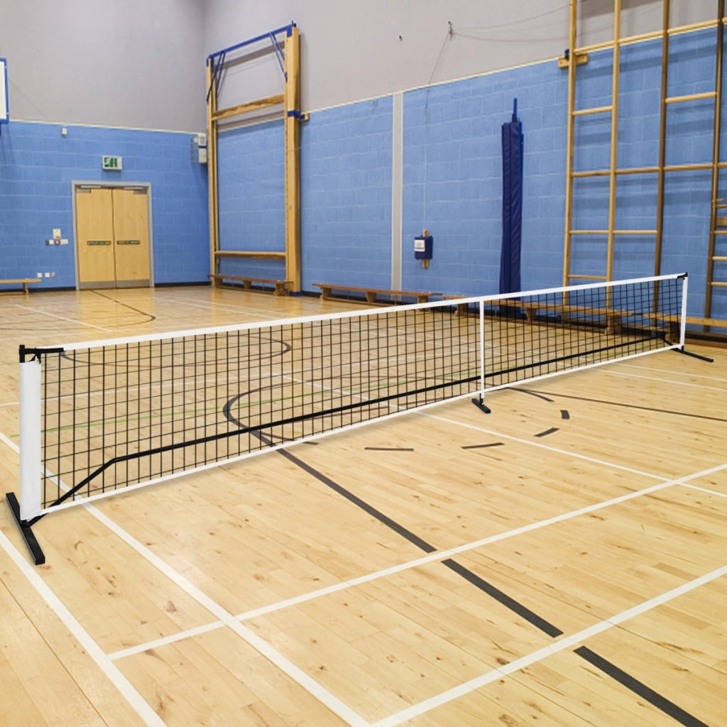 Rete pickleball portatile da 670cm, Set rete da pickleball con tubolari metallici rete in poliestere e borsa