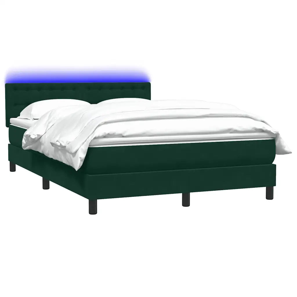 Letto a Molle con Materasso e LED Verde Scuro 160x220 cm Velluto 3317322