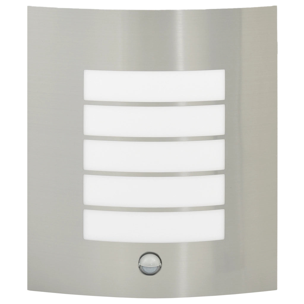 Lampade da parete esterne con sensore 2 pz Acciaio inox Argento IP44