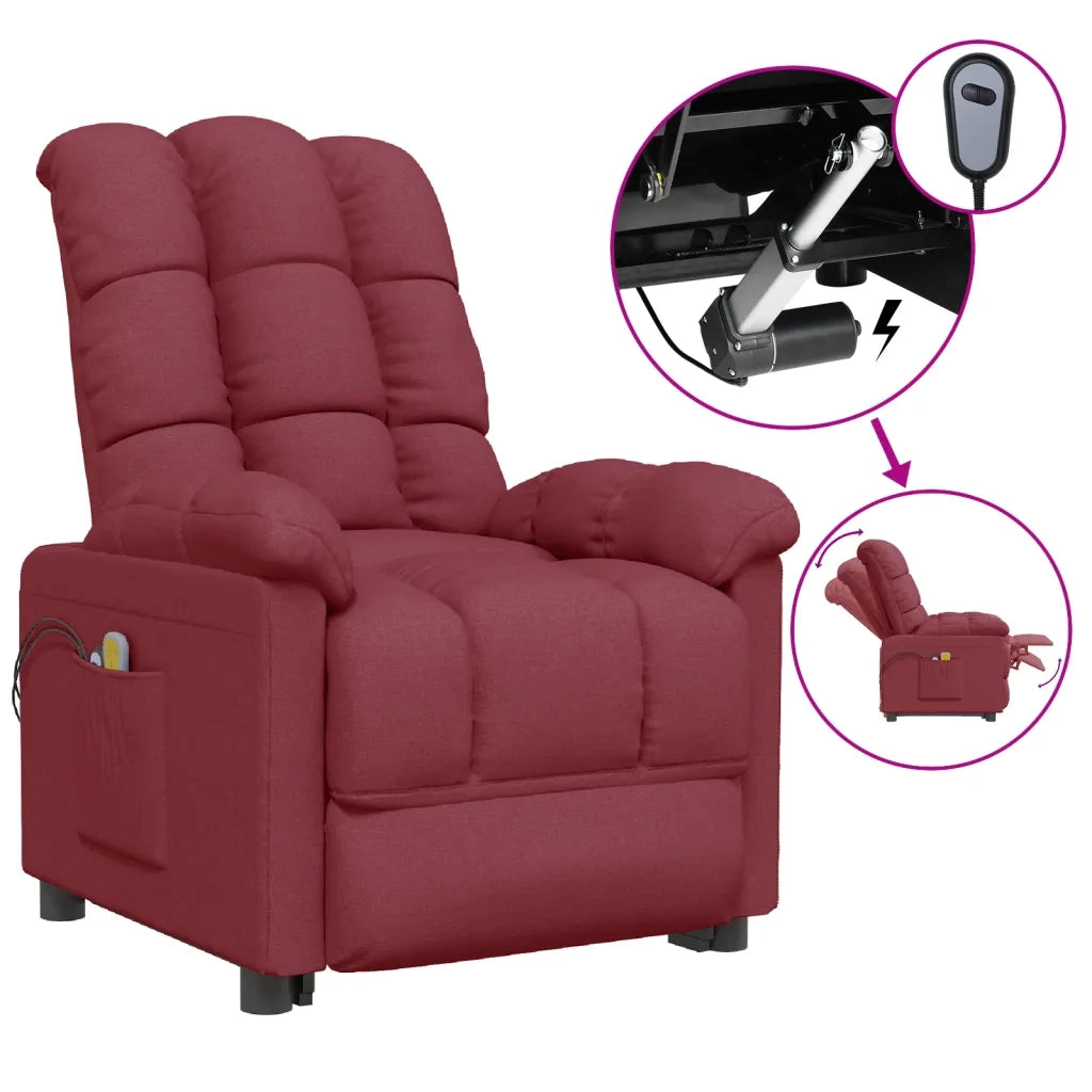 Poltrona Massaggiante Elettrica Rosso Vino in Tessuto 3073761