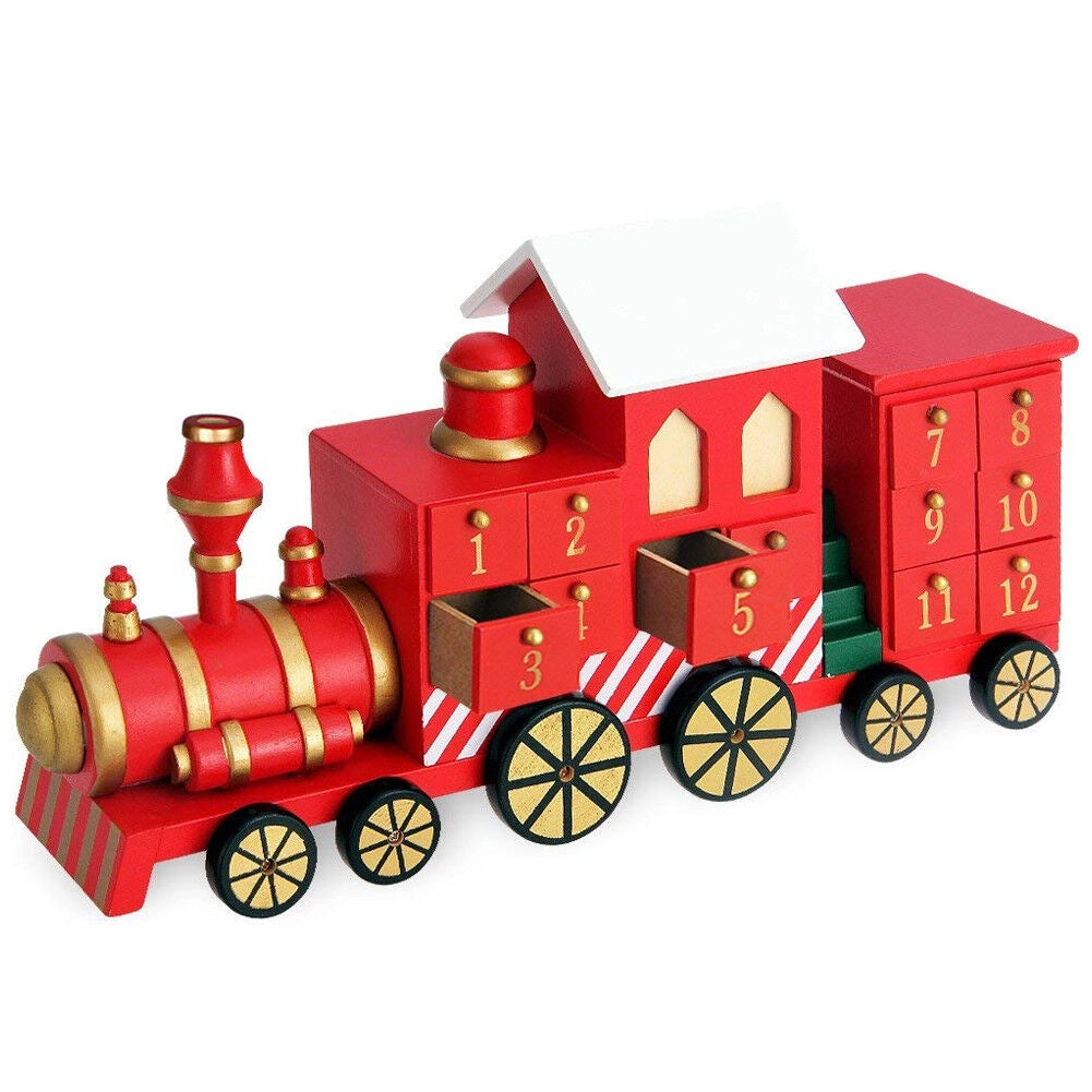 Calendario Avvento Trenino di Natale in Legno 24 Cassetti Decorazioni Natalizie
