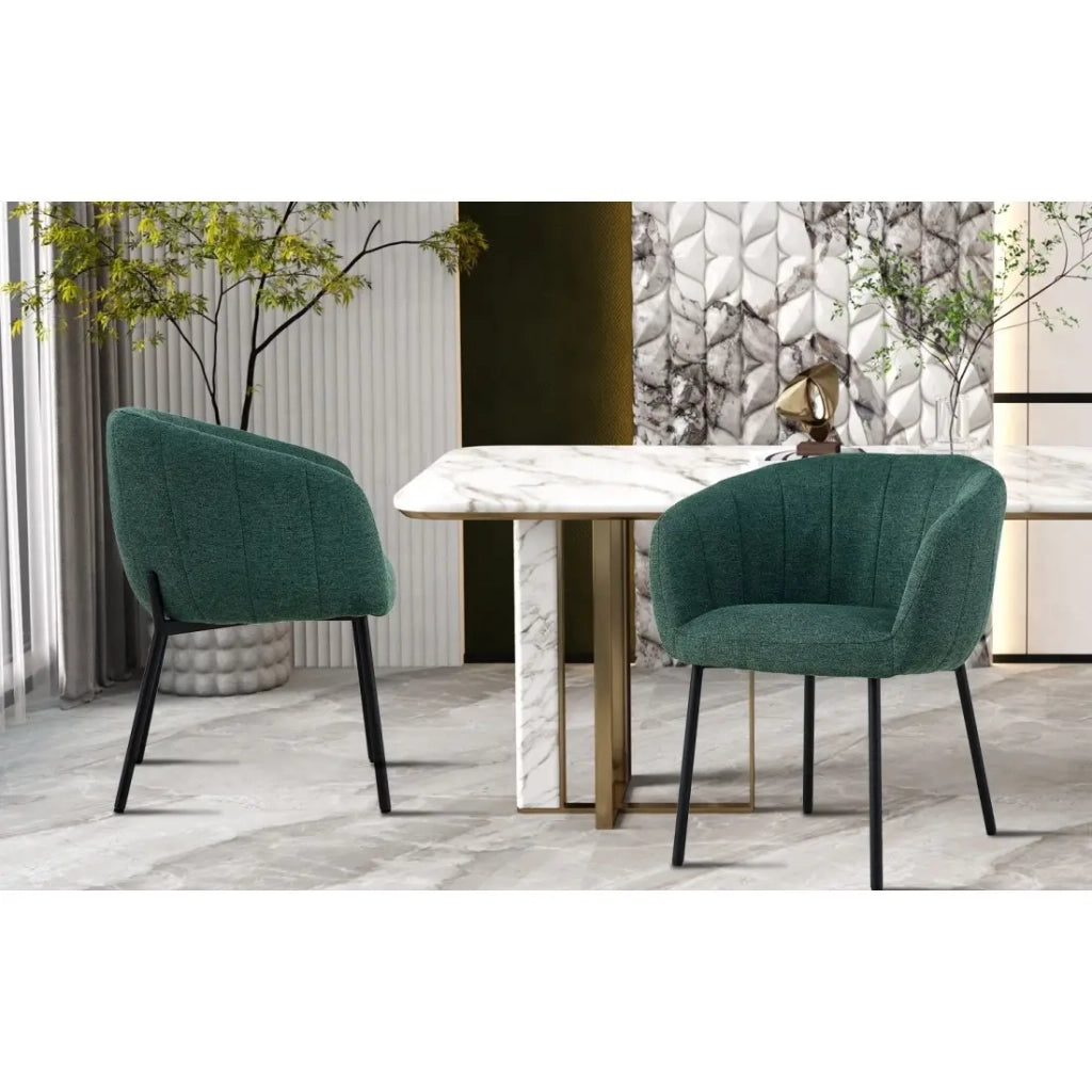 Sedia SEVILLA – Tessuto verde – Piedi in metallo nero – H79 x L57 x P62 cm