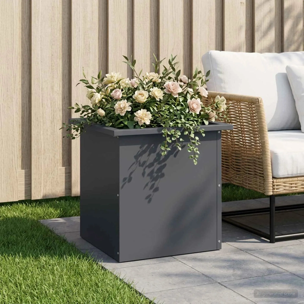 Fioriera da giardino con LED Antracite 40 x 40 x 40 cm Acciaio 8008130