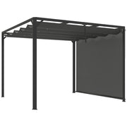Gazebo Pergola da Giardino 300x300x227 cm con Telo Retrattile e Tenda a Rullo Grigio Scuro