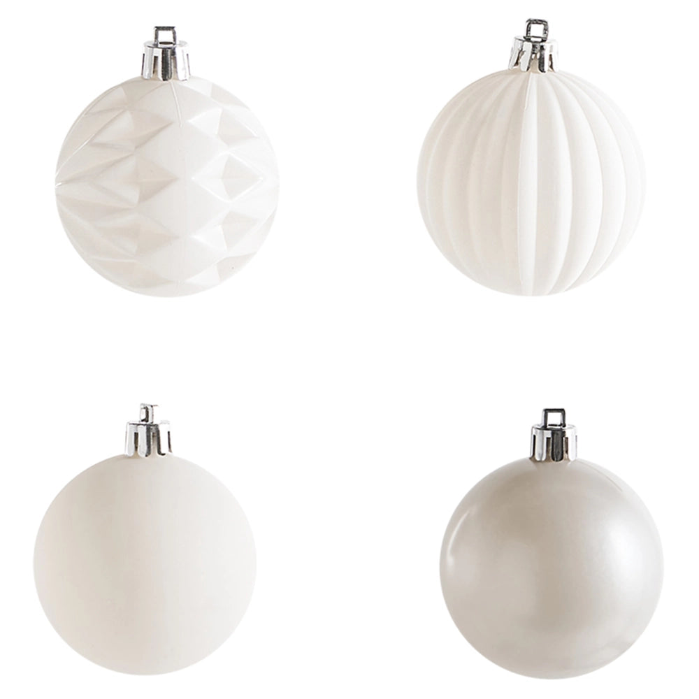 Set di 40 palline di Natale in plastica Decorazioni da appendere all'albero di Natale Stile classico scandinavo Bianco sporco