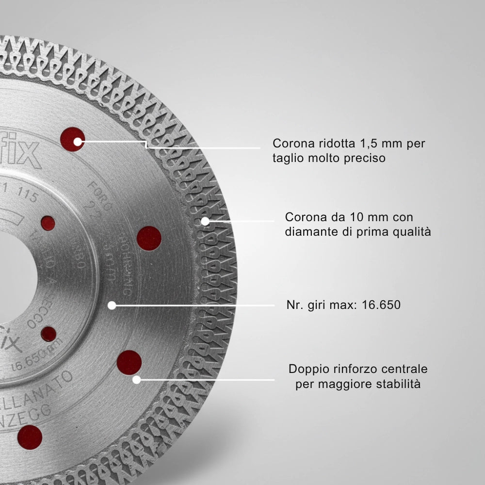 Disco diamantato per gres, marmo e cotto Ø 115 x 22 x 1,5 mm