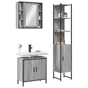 Set Mobili da Bagno 3 pz Grigio Sonoma in Legno Multistrato