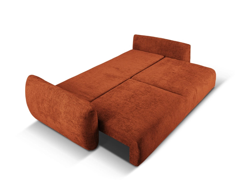 Cosmopolitan Design - Divano convertibile con contenitore "Matera" 3 posti in ciniglia terracotta 
