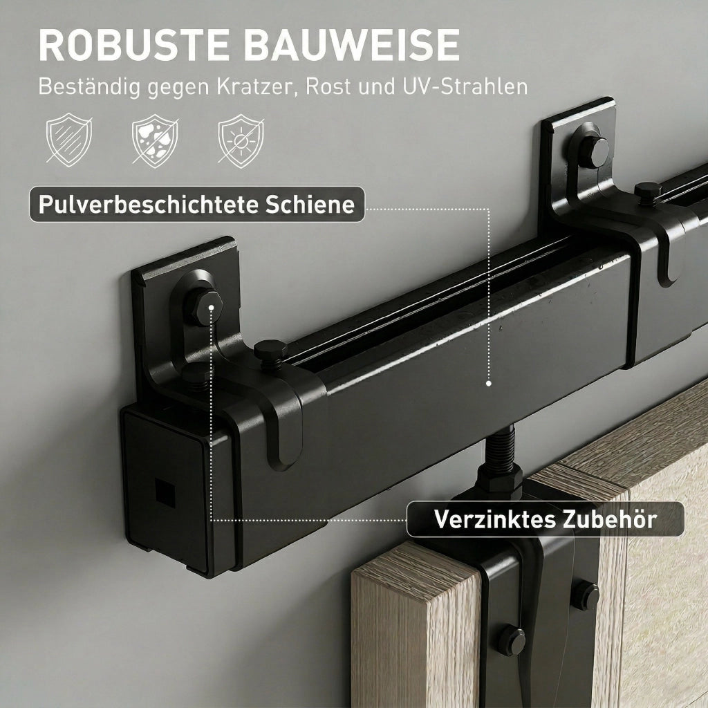 Set Ferramenta Porta Scorrevole 244 cm Nero ¨C zephmum ¨C per Ante Singole