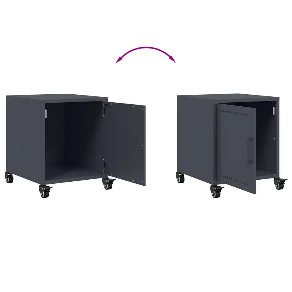 Set di 2 Comodini | Armadio da Notte | Mobiletto da notte Antracite 36x39x43,5 cm in Acciaio