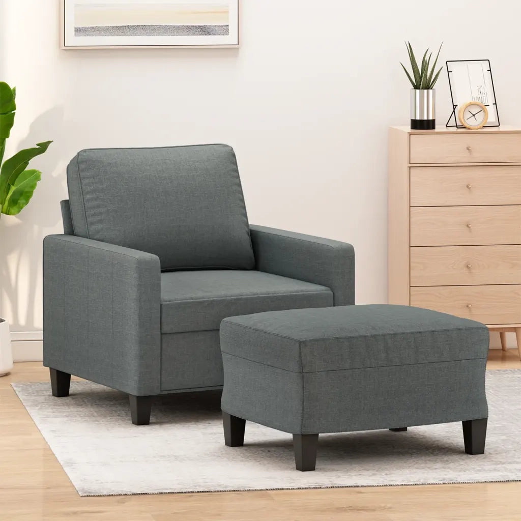 Poltrona con Poggiapiedi Grigio Scuro 60 cm in Tessutocod mxl 118937