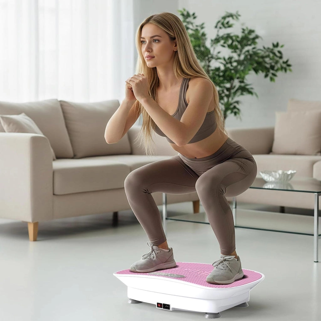 Pedana Vibrante Dimagrante con 10 Livelli di Intensità, Timer da 10 Minuti e Silenziosa Fitness, Pedana Fitness con Schermo e Telecomando per Allenamento Completo a Casa