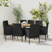 Set da Pranzo per Esterni 9 pz in Polyrattan Nero cod mxl 34875