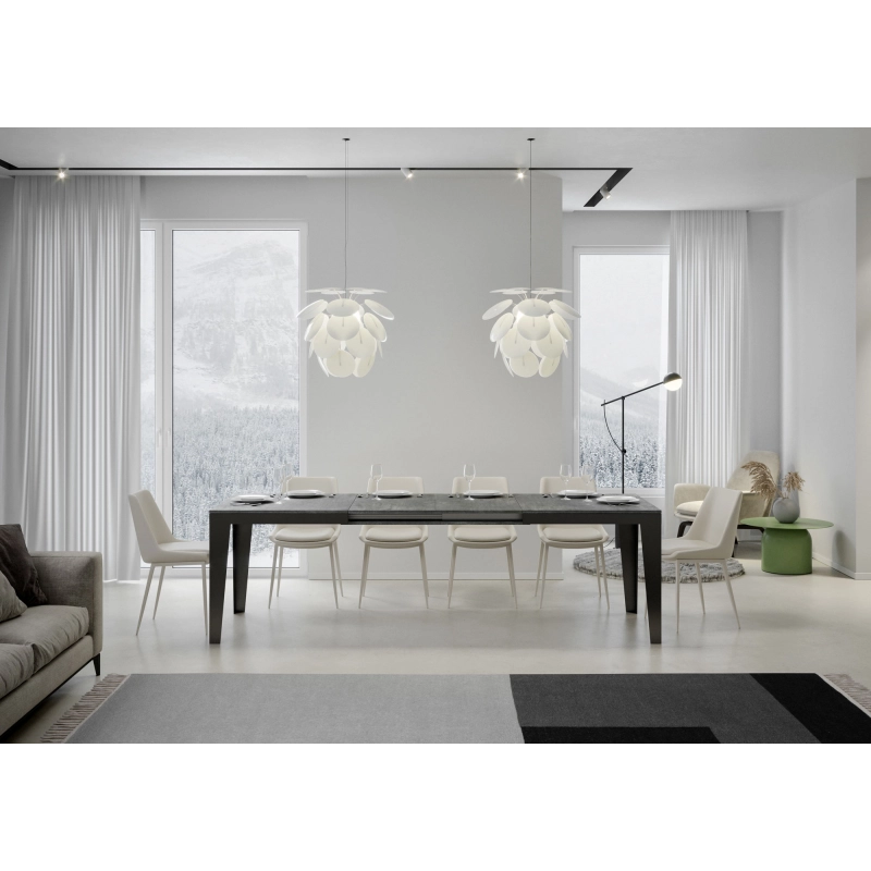Tavolo allungabile 90x160/264 cm Flame Evolution telaio Antracite - Cemento