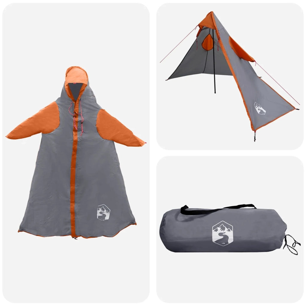 Poncho da pioggia 2-in-1 con cappuccio Grigio e arancione 42017408