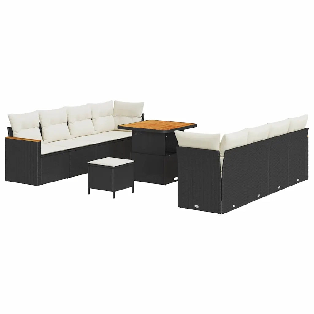 Set Divano da Giardino con cuscino 12 pcs Nero polyrattan 3364965