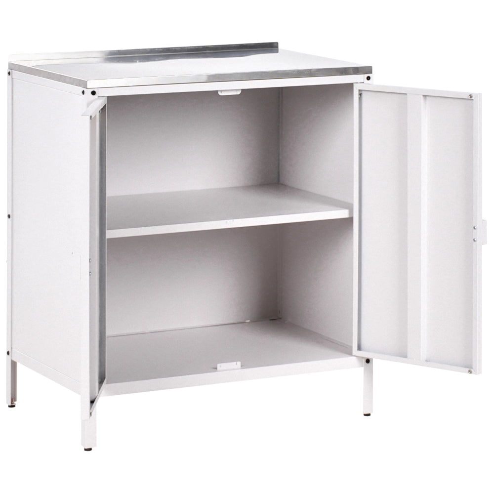 Armadietto da giardino in acciaio inox di colore bianco con 2 ante giardino cucina esterno