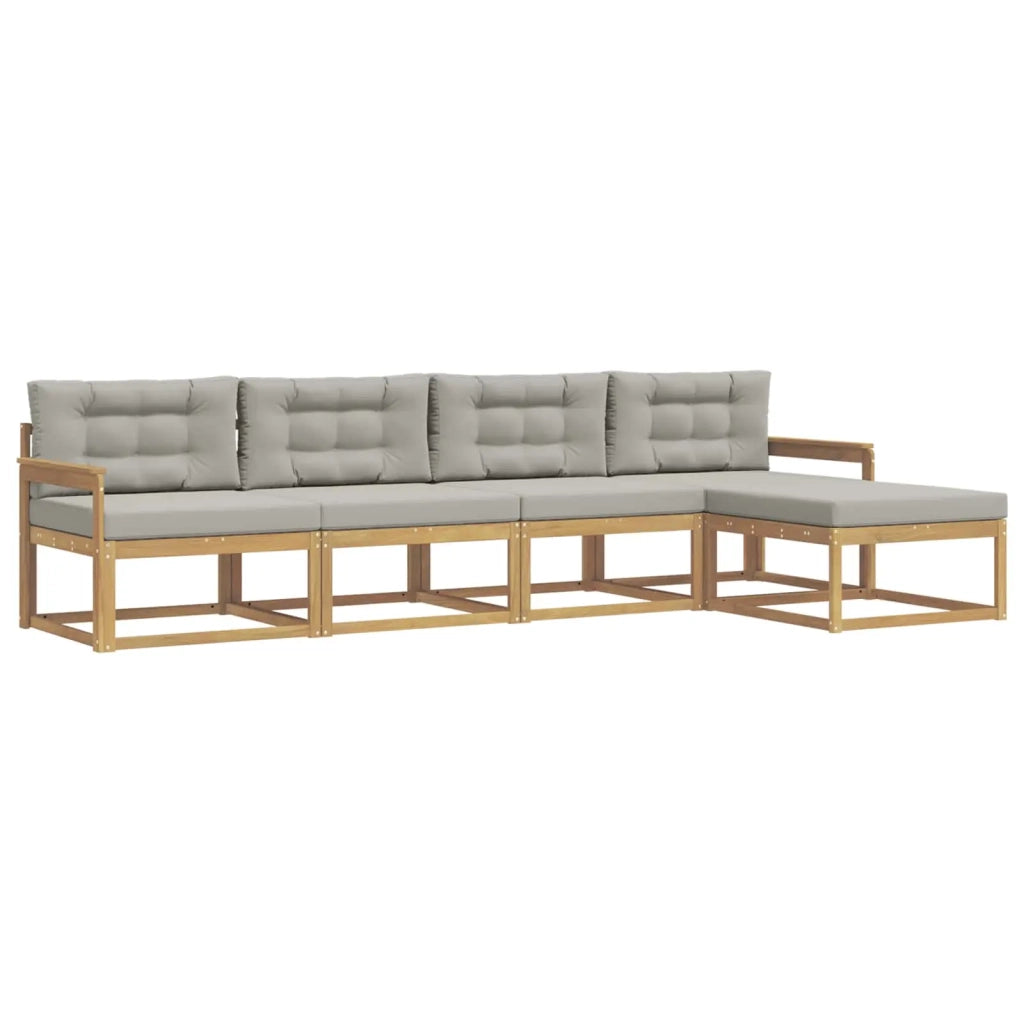 Set di divani da esterno 4 pz Bianco e Grigio Chiaro Poliestere 3386295