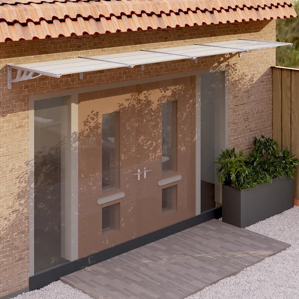 Tettoia per Porta Grigio e Trasparente 396x90 cm Policarbonato CFW9935240