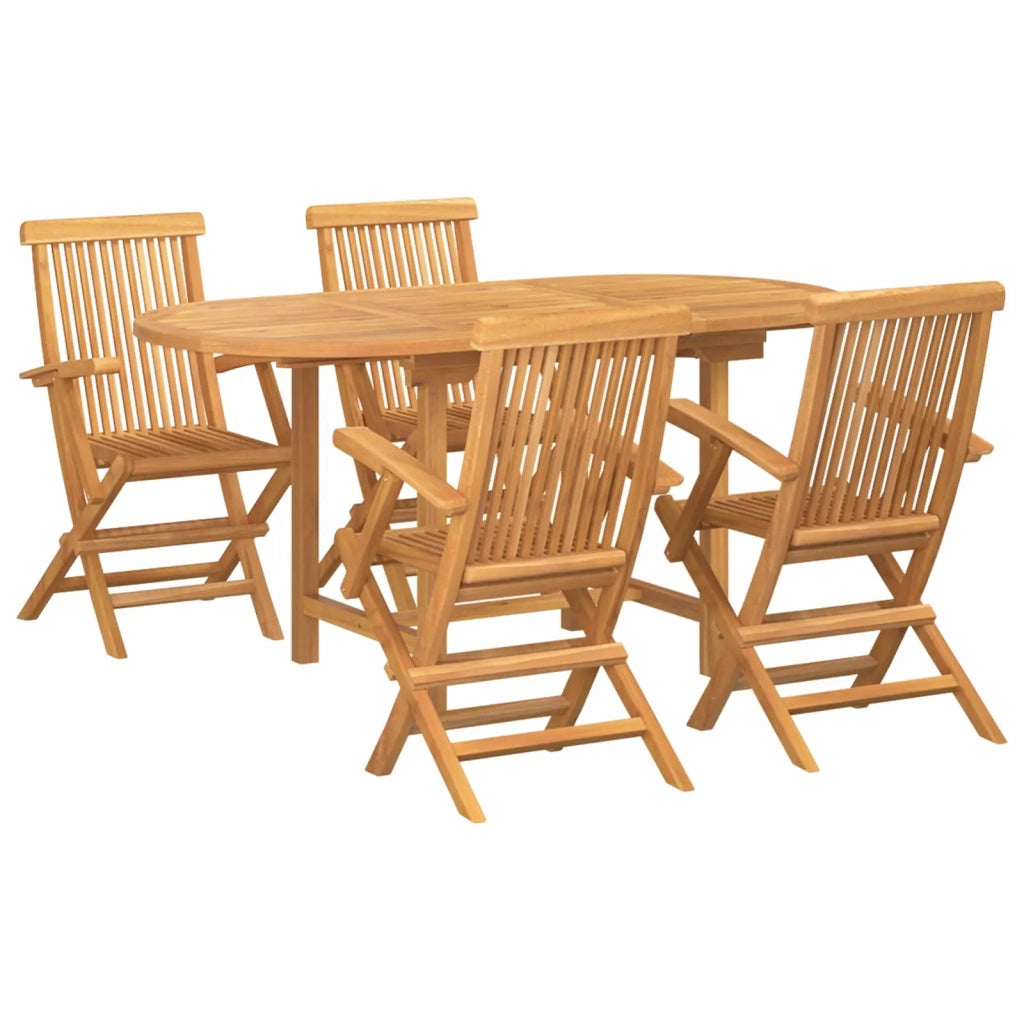 Set da Pranzo per Giardino 5 pcs Marrone Legno di teak solido 3157130