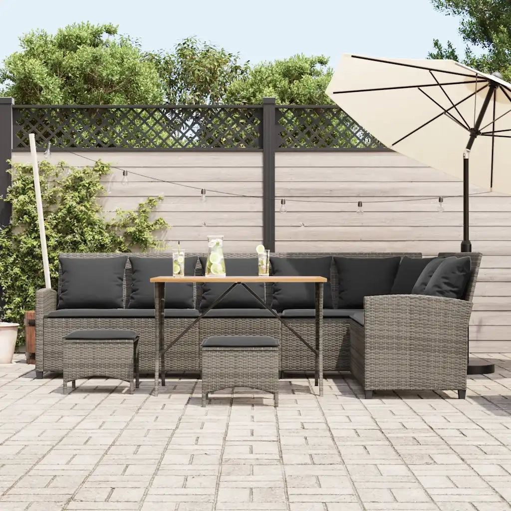 Set Divani da Giardino 4 pz con Cuscini a Forma di L Polyrattan 3365326