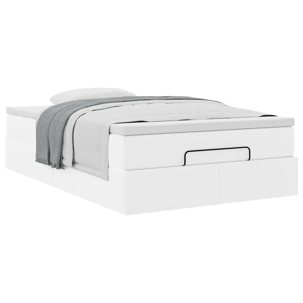 Struttura Letto Pouf con Materasso Bianco 120x200 cm Similpelle 3311032