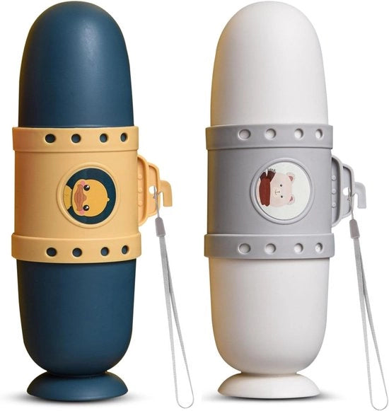 Set di spazzole da denti per bambini - 2 pezzi - spazzola da denti multifunzionale con contenitore in plastica