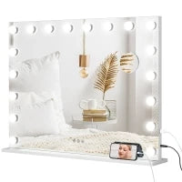 Specchio Trucco Luminoso LED Intensità Regolabile Specchio Ingrandente Porta Di Carica USB, 80 x 62 cm