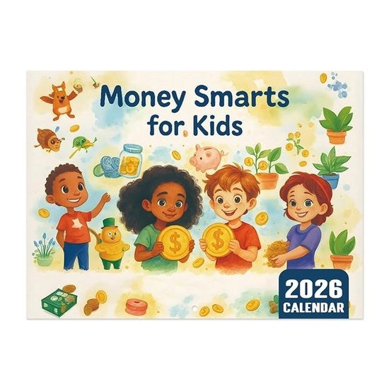 Calendario da parete 2026, divertenti consigli finanziari per bambini, calendario 2026, calendario umoristico, tabella mensile, 12 mesi, calendario finanziario, piano finanziario, calendario da tavolo, gestione finanziaria