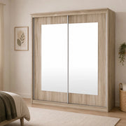 Armadio Camera da Letto Lesale, Guardaroba 2 Ante Appendiabiti, 180x195h cm Marrone Rovere