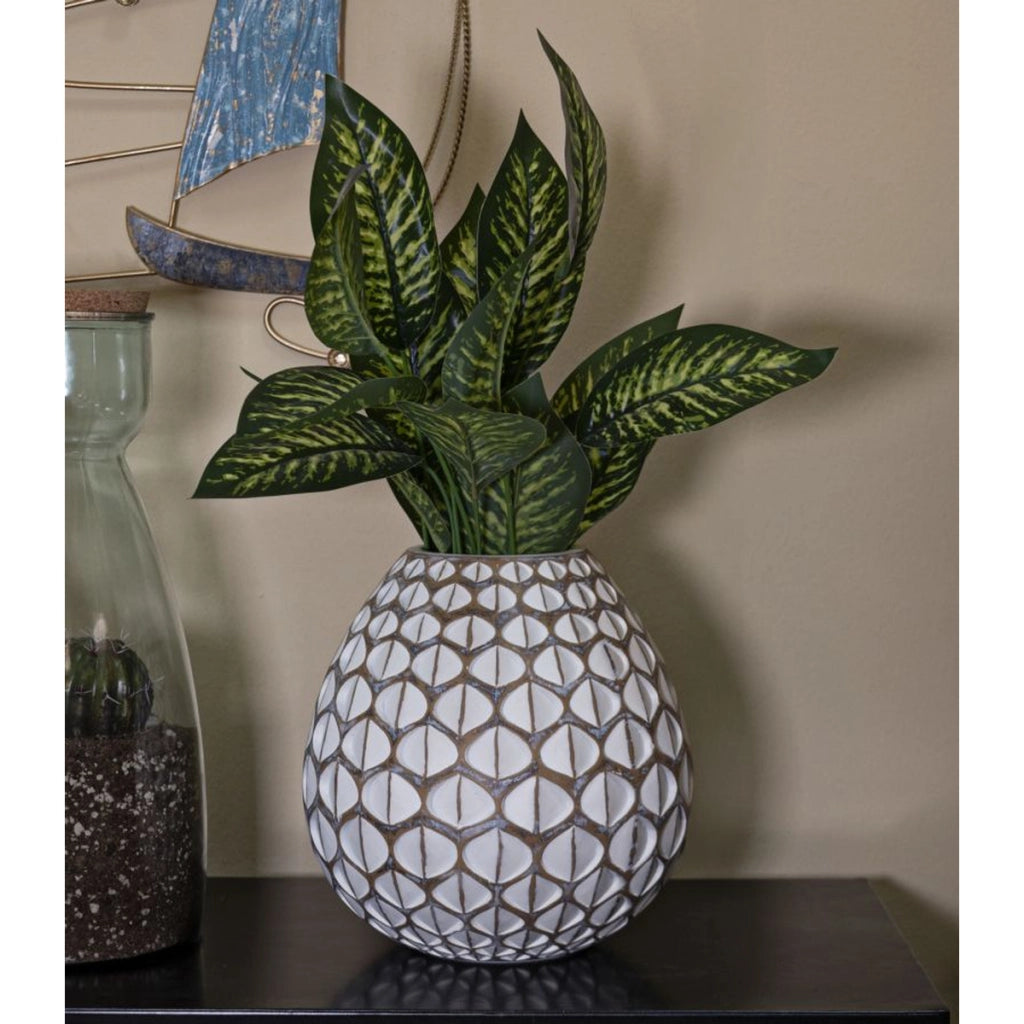 Vaso Decorativo Istanbul, Bianco, Poliresina, 27x27x27 cm