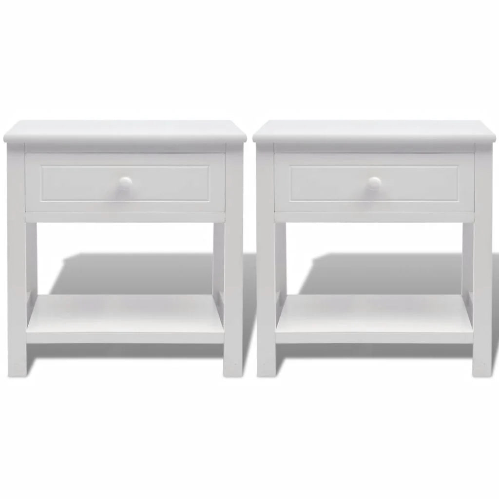 Comodino cassettiera armadio mobili per camera da letto 2 pezzi legno bianco 1402070